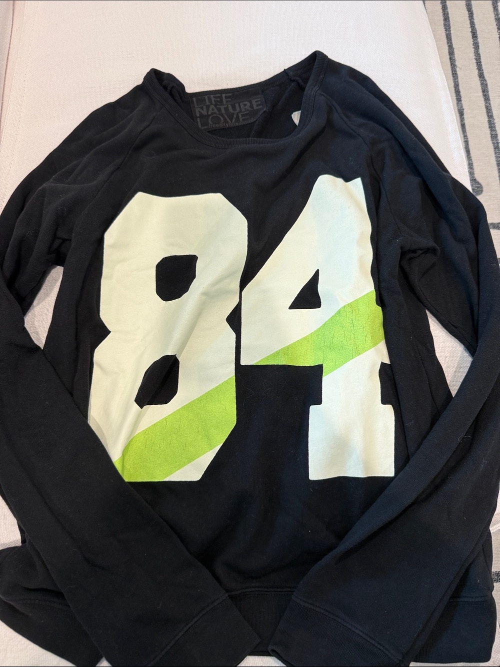 freecity Black Sweatshirt with White '84' and Lime Stripe